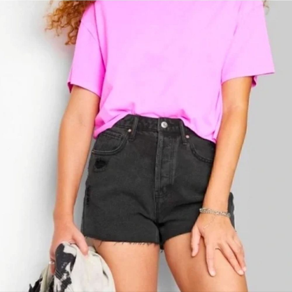Wild Fable Distressed High Rise Black Jean Shorts Frayed 18 Plus Size NWT